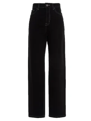 ROTATE Logo Embroidered Straight Leg Jeans