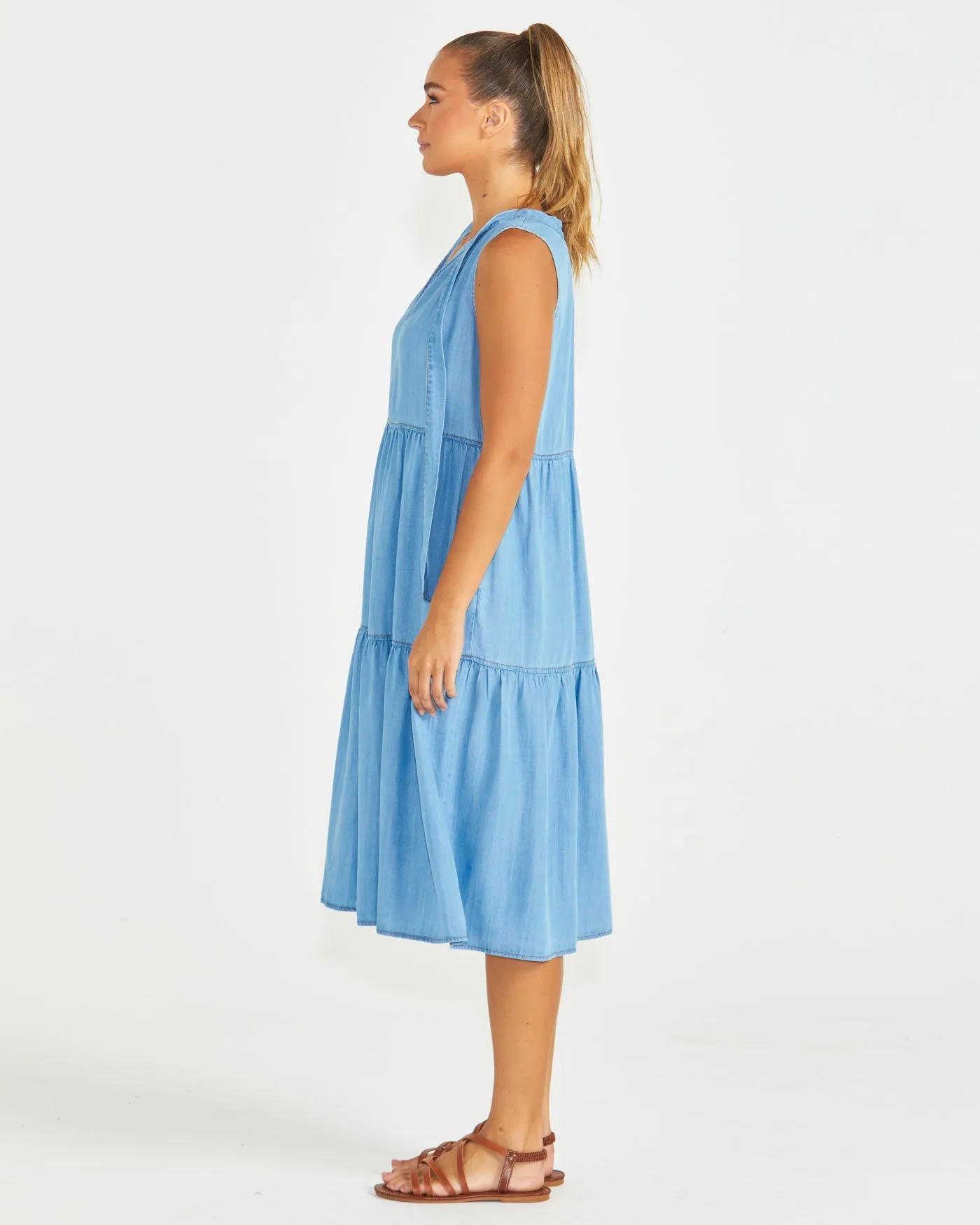 Sass Seville Tiered Dress Chambray