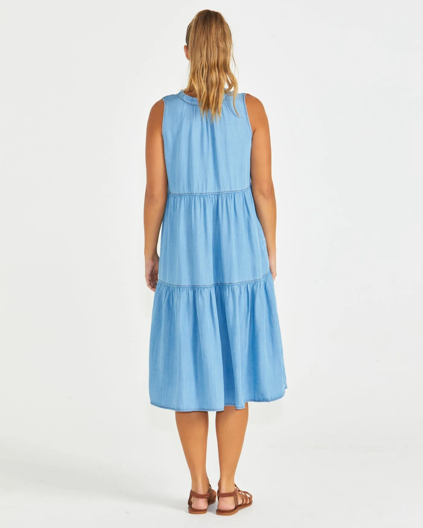 Sass Seville Tiered Dress Chambray