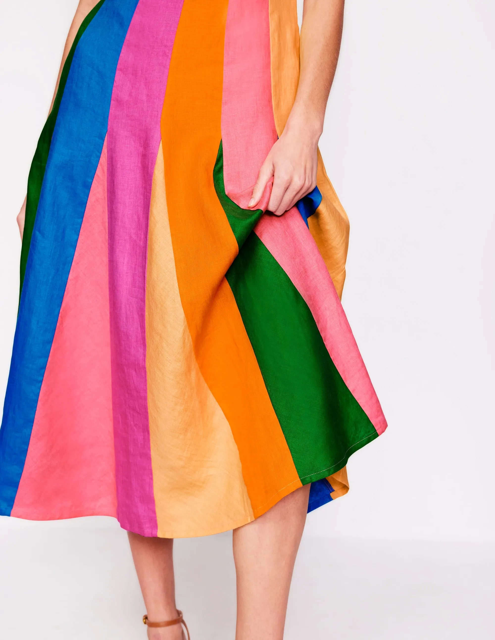 Seam Detail Fit & Flare Dress-Multi Colourblock