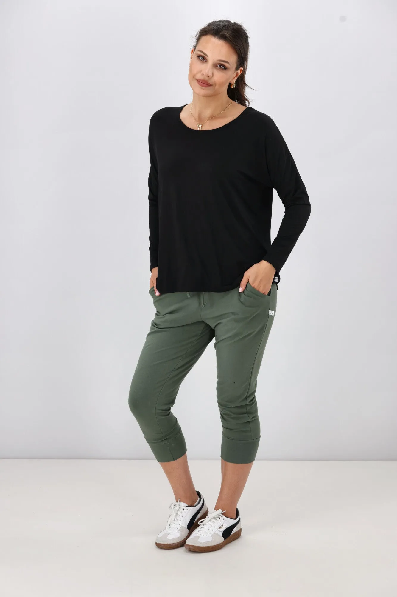 Shine On Essentials Long Sleeve Comfort Tee Black