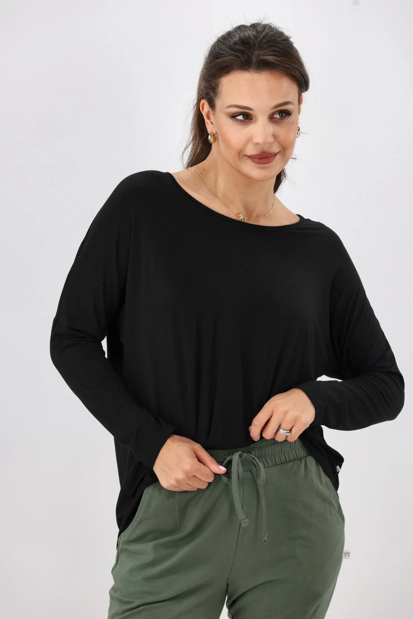 Shine On Essentials Long Sleeve Comfort Tee Black