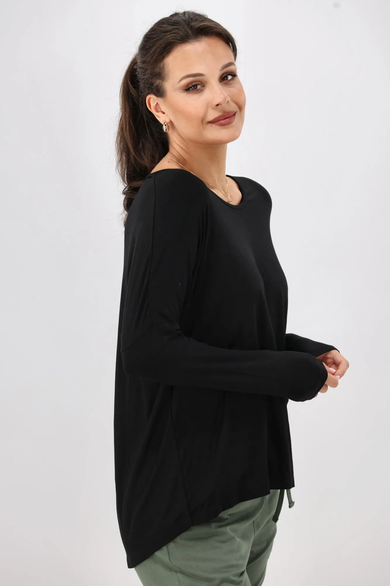 Shine On Essentials Long Sleeve Comfort Tee Black