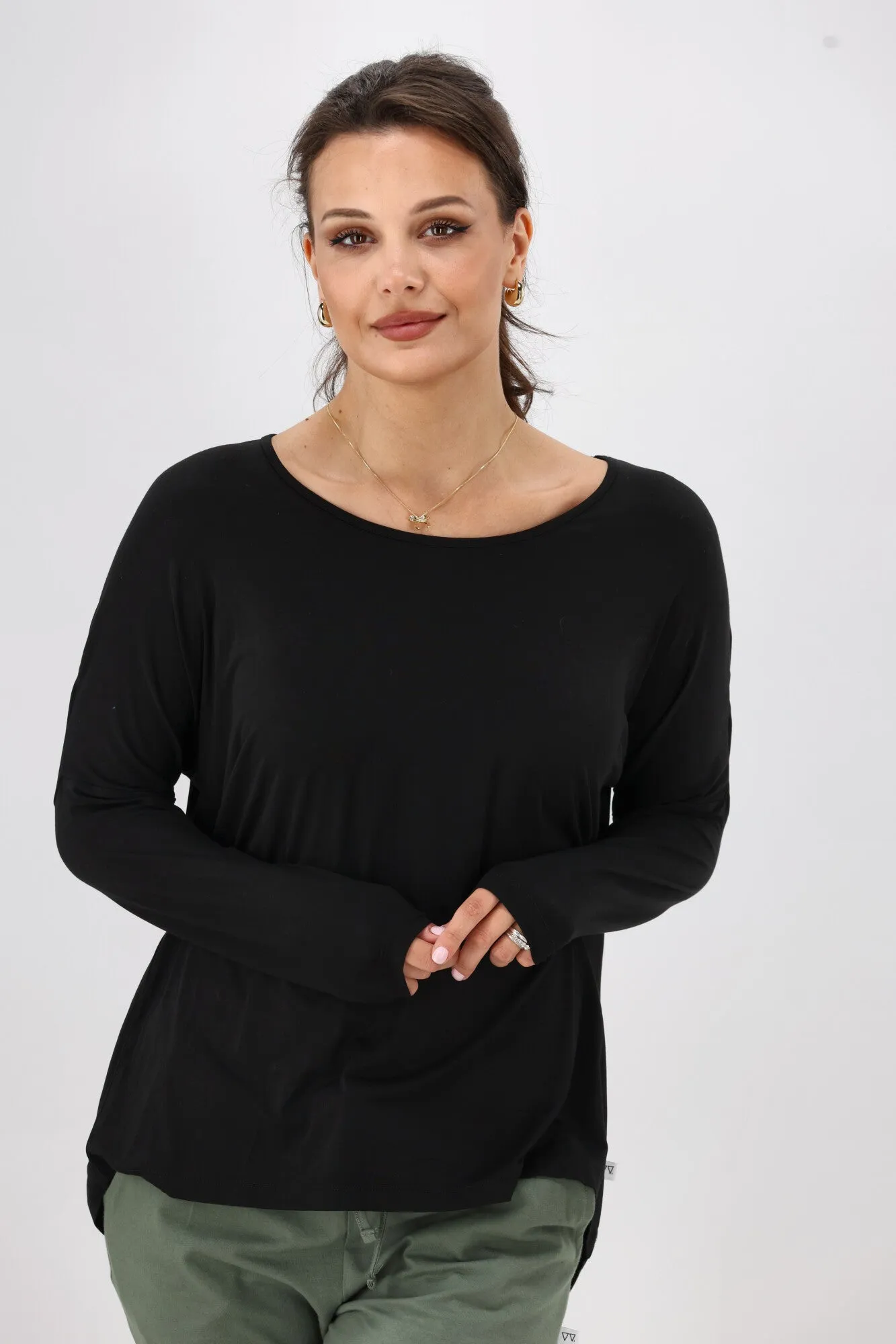 Shine On Essentials Long Sleeve Comfort Tee Black