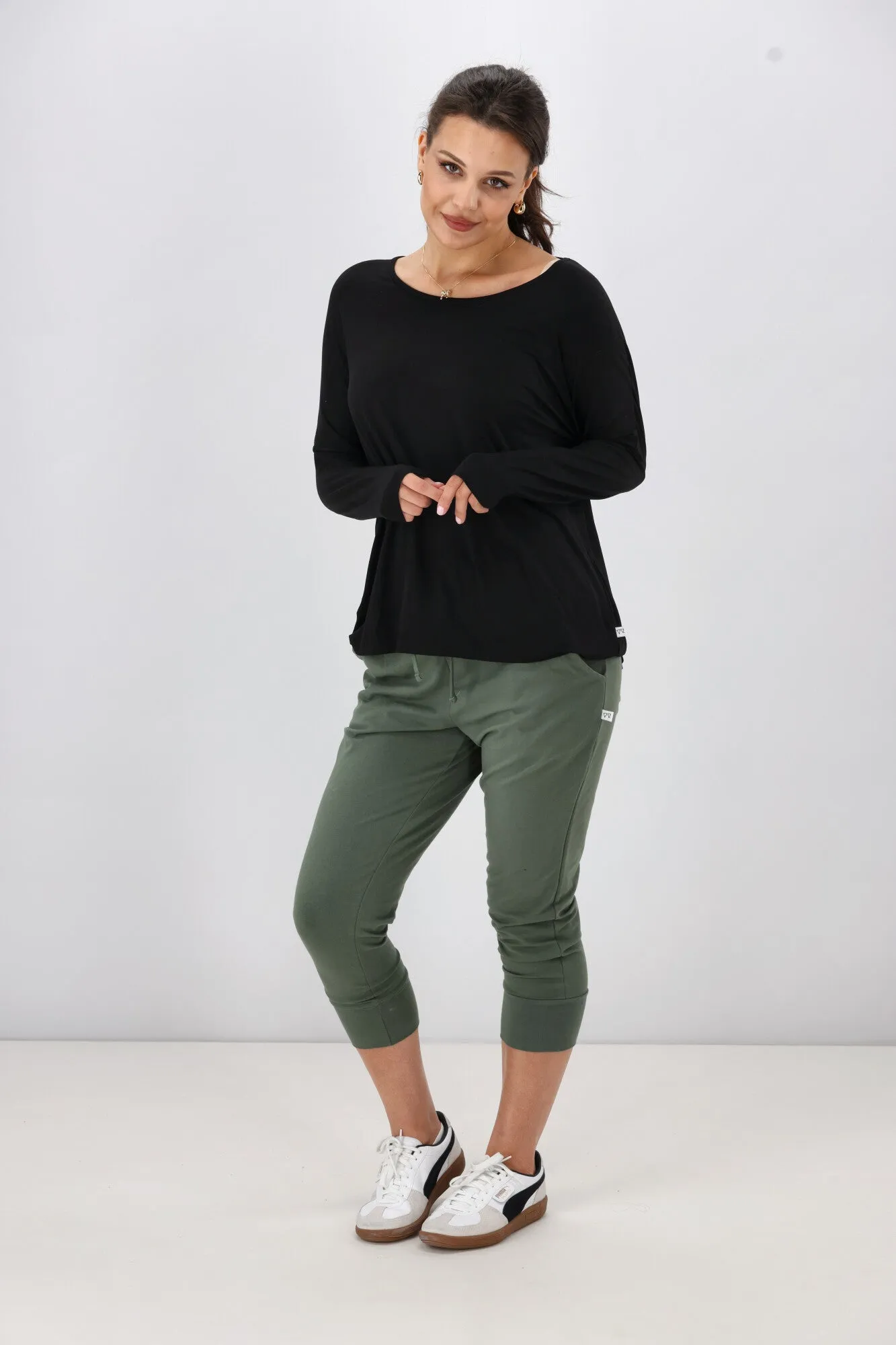 Shine On Essentials Long Sleeve Comfort Tee Black