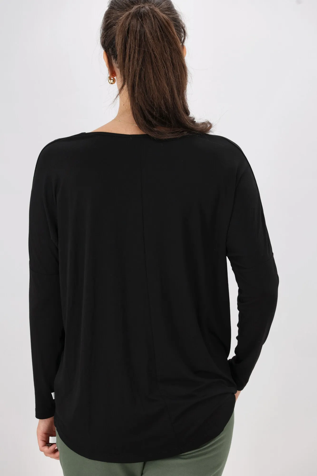 Shine On Essentials Long Sleeve Comfort Tee Black