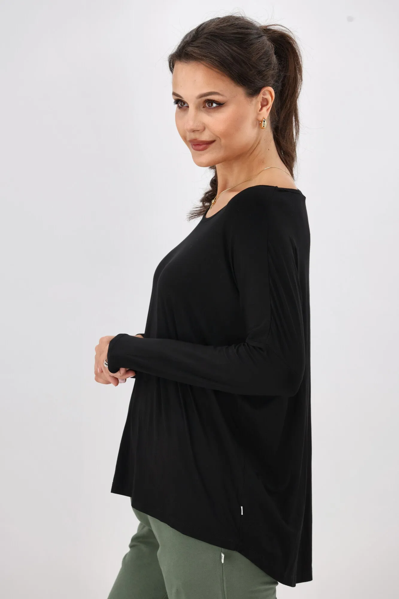 Shine On Essentials Long Sleeve Comfort Tee Black