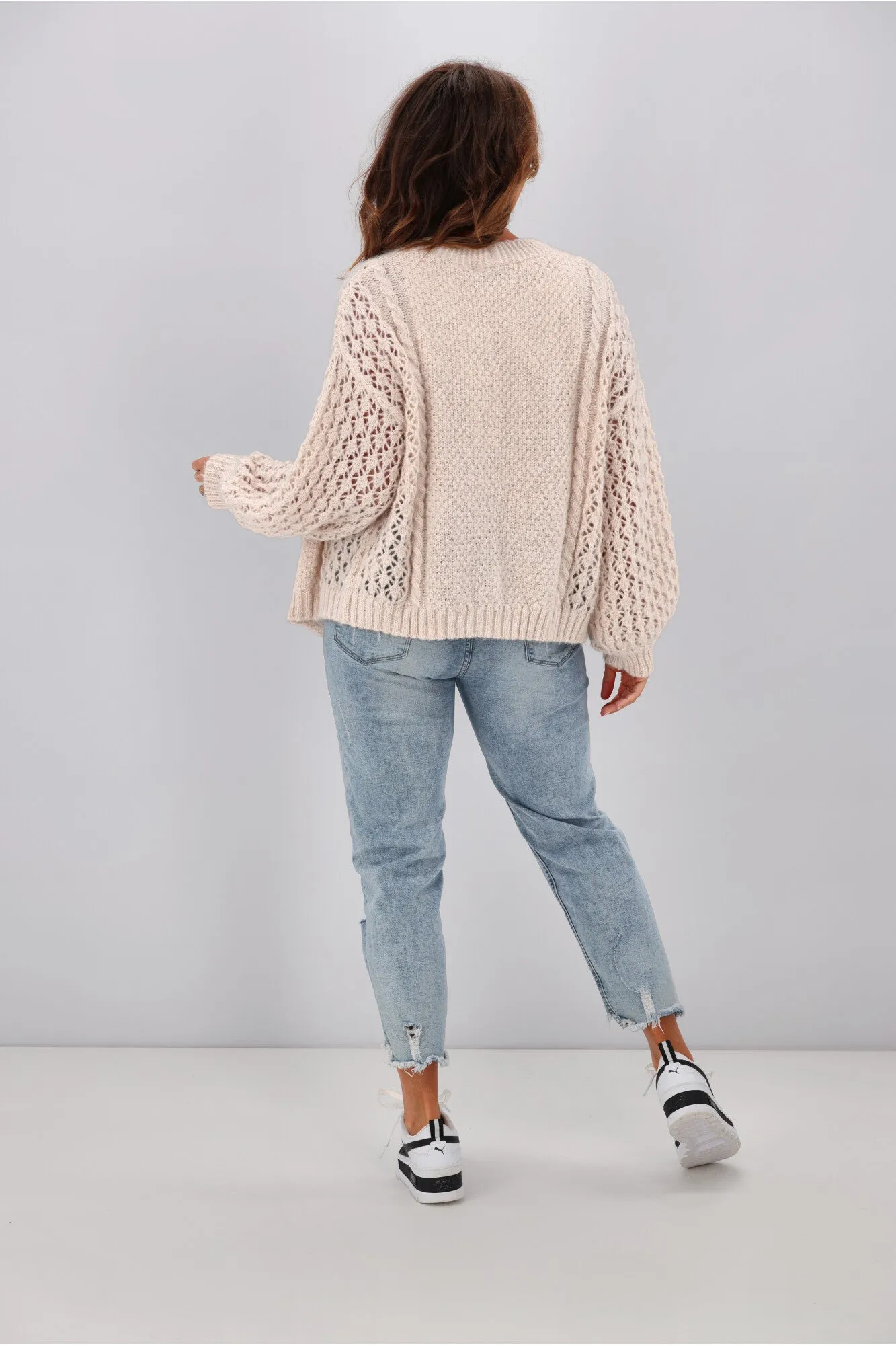 Shine On Label Minna Pointelle Cardigan Oatmeal