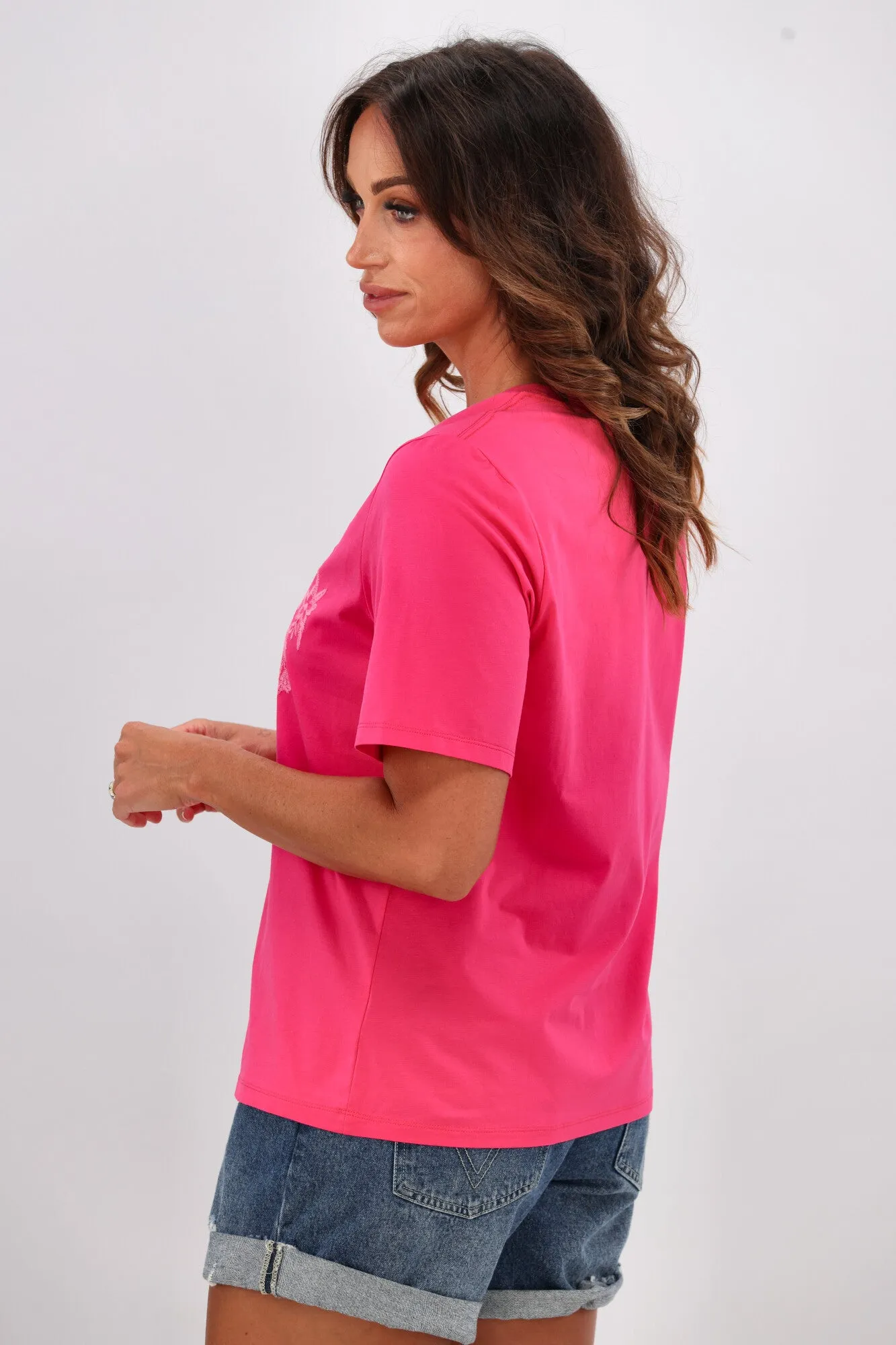 Shine On Label Morgan Embroidery Tee Pink