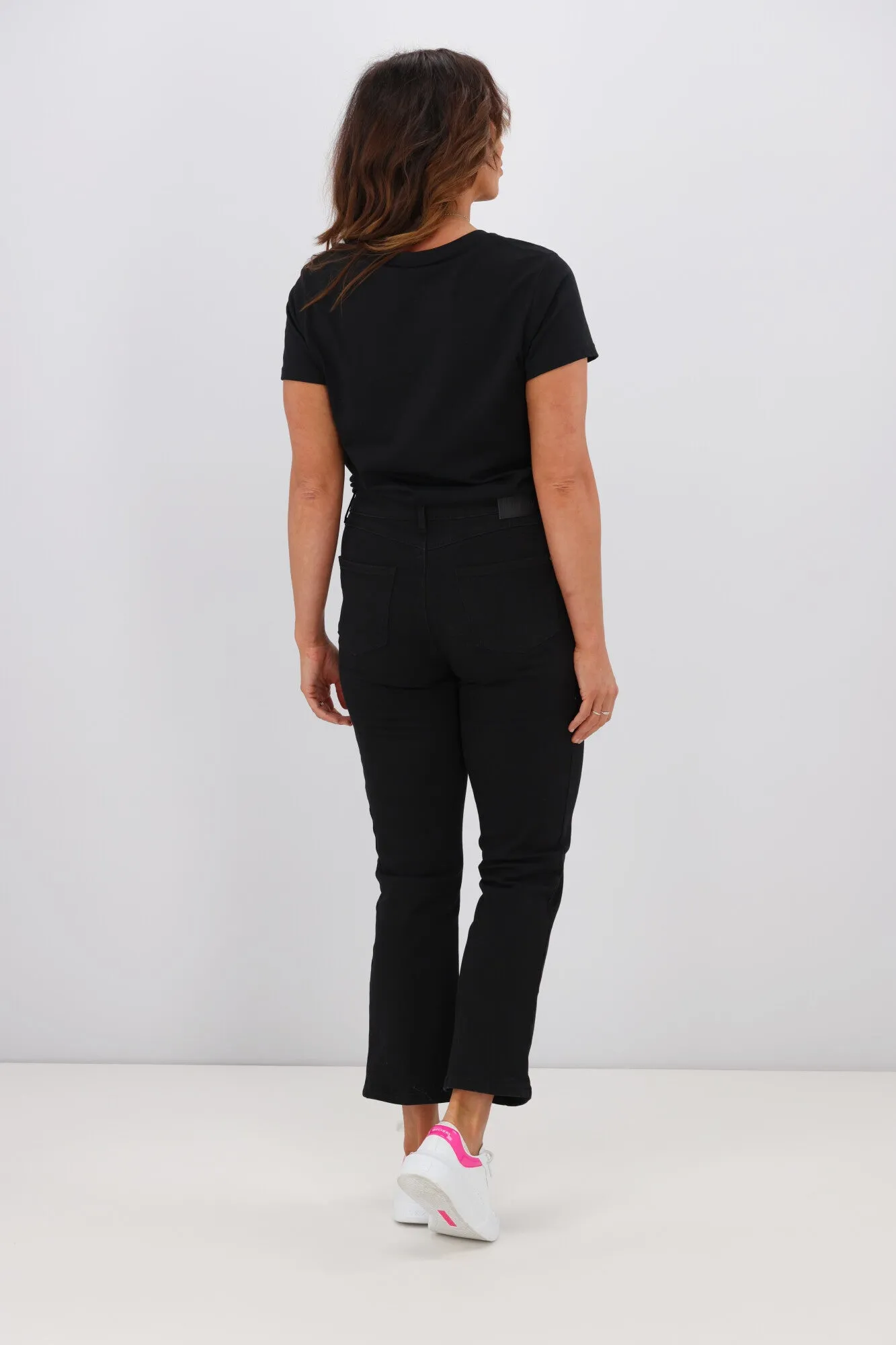Shine On Label Sculpt Cropped Bootleg Jeans Black