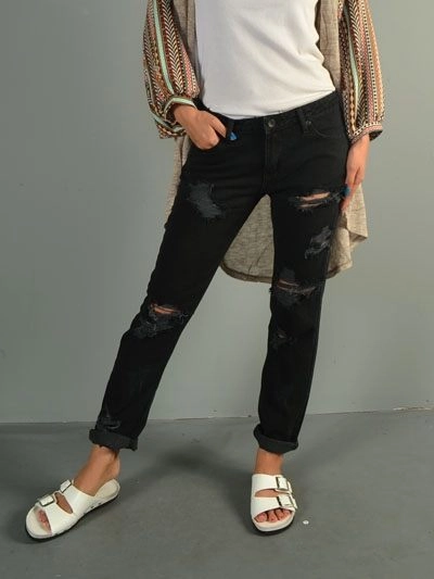 Signature 8 Destroyed Boyfriend Jeans IP629B Black