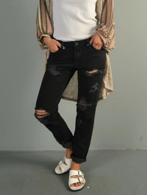 Signature 8 Destroyed Boyfriend Jeans IP629B Black