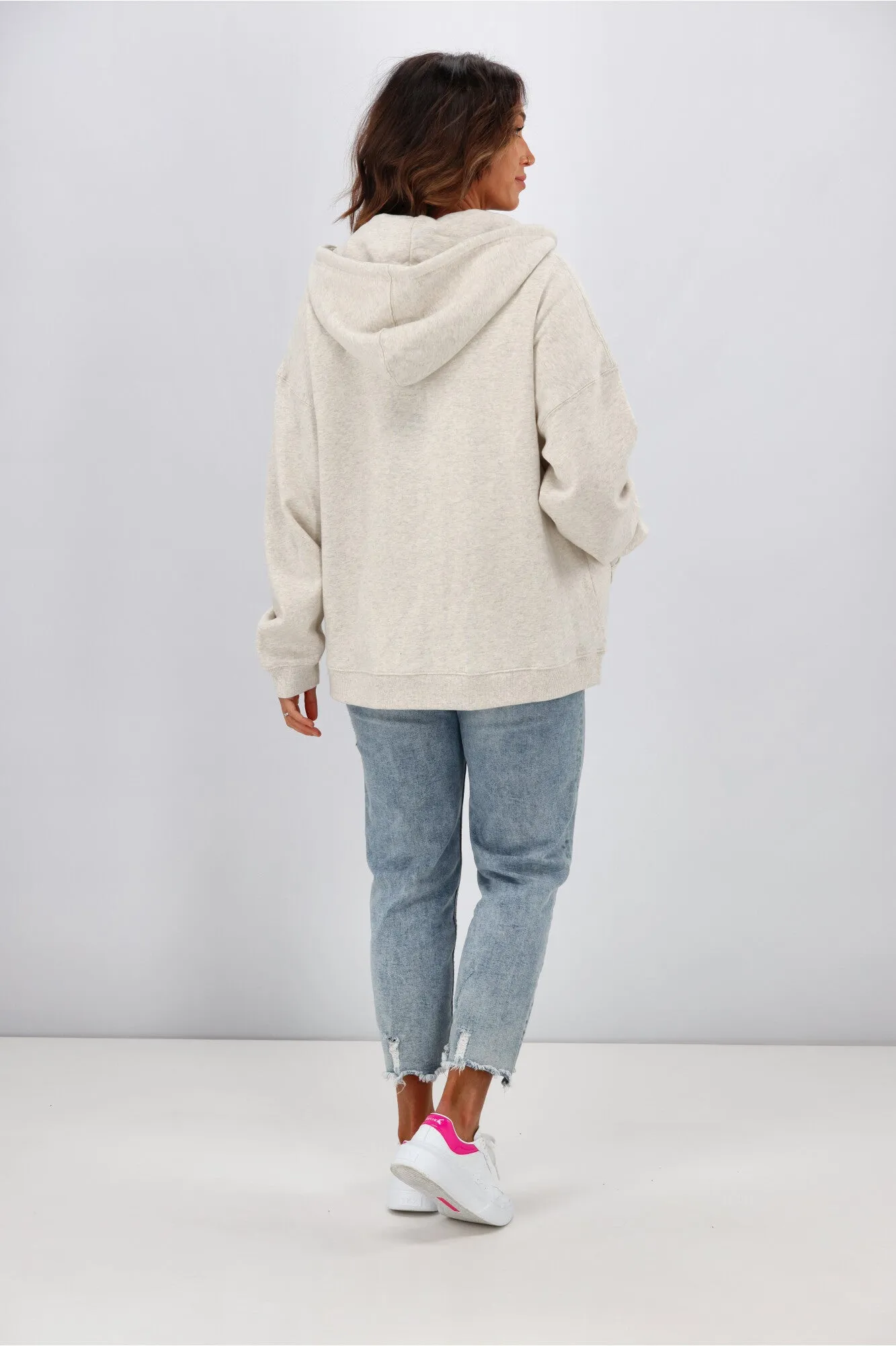 Silent Theory Oversized Zip Thru Hoody Oatmeal