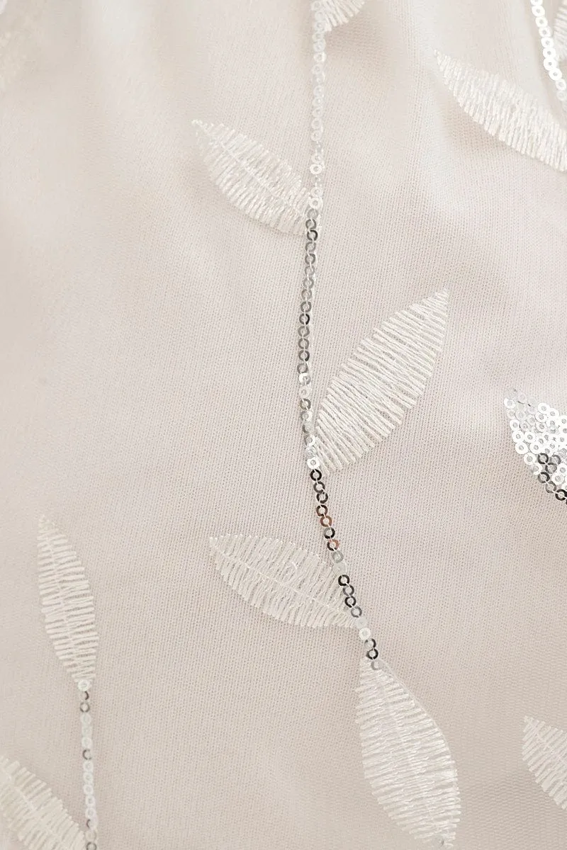 Silver Skater Sequin Dress Backless V Neck