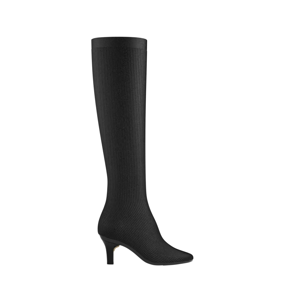The Joanna Knee High Boot - Coal Knit 3 Stiletto - FINAL SALE