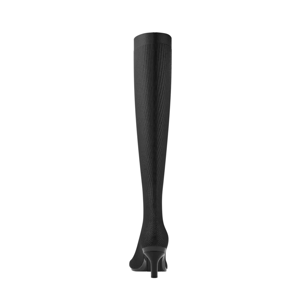 The Joanna Knee High Boot - Coal Knit 3 Stiletto - FINAL SALE