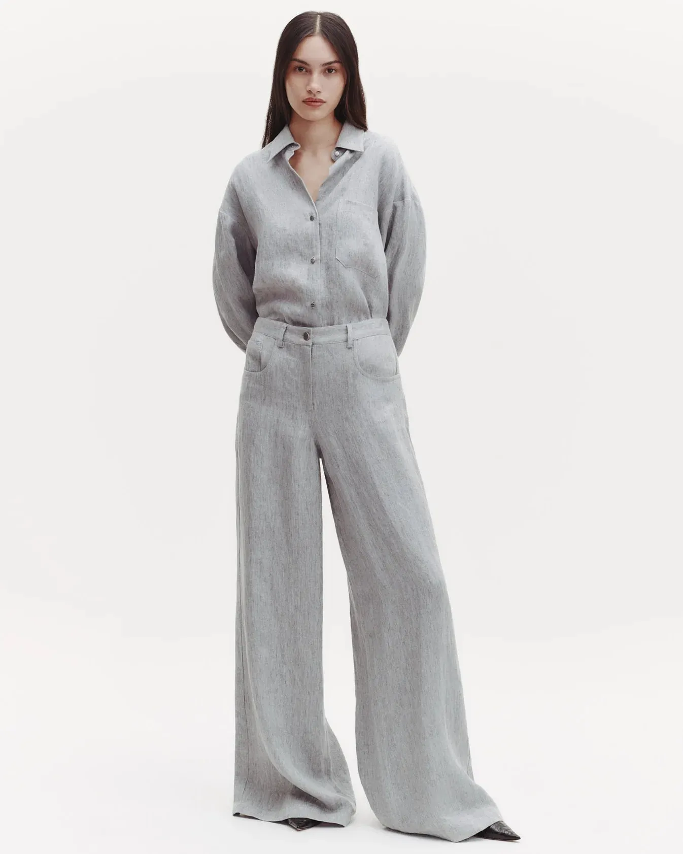 TWP - Light Heather Grey JD Shirt in Hemp Denim