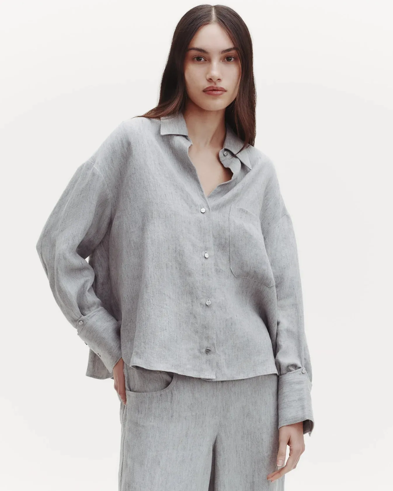 TWP - Light Heather Grey JD Shirt in Hemp Denim