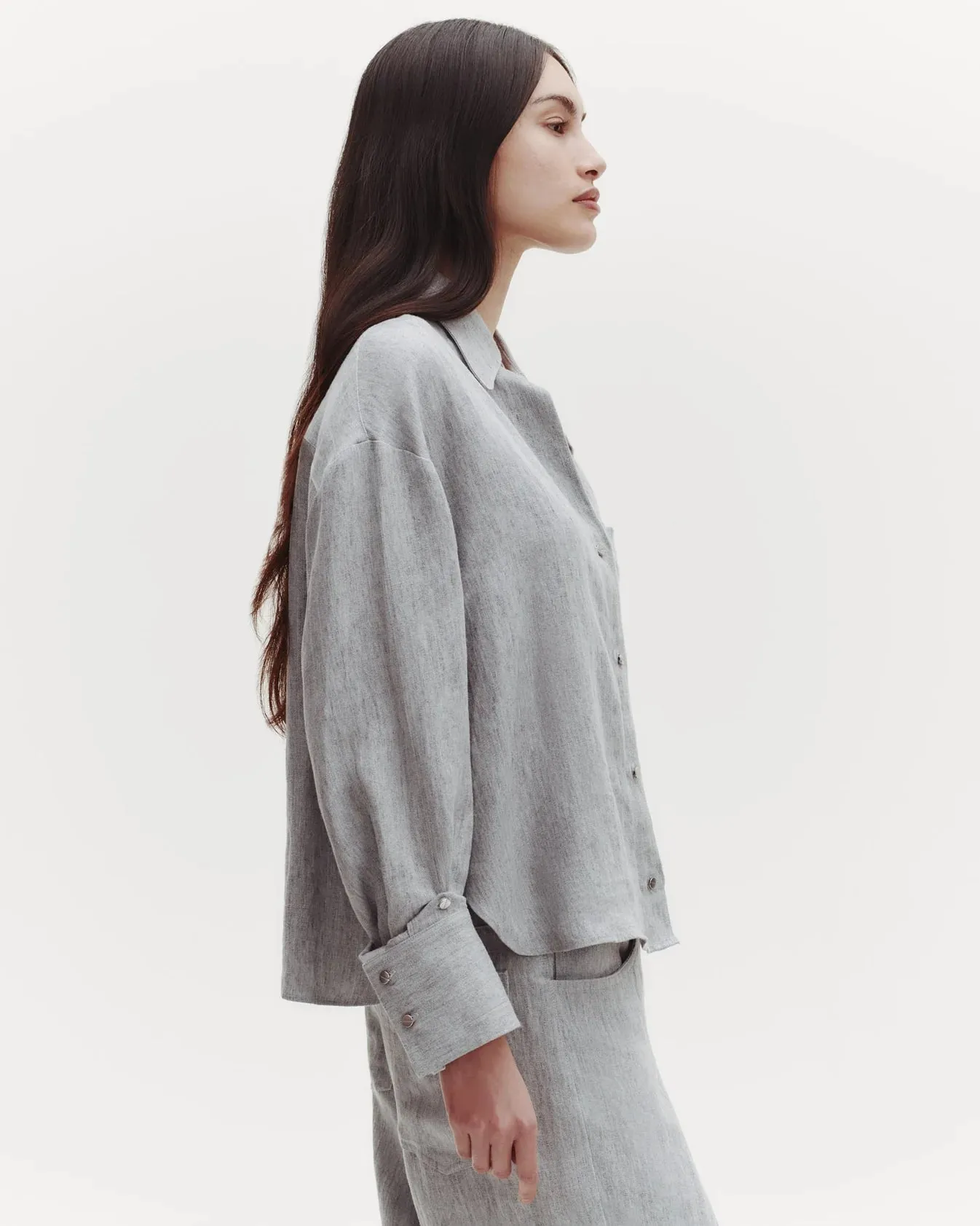 TWP - Light Heather Grey JD Shirt in Hemp Denim