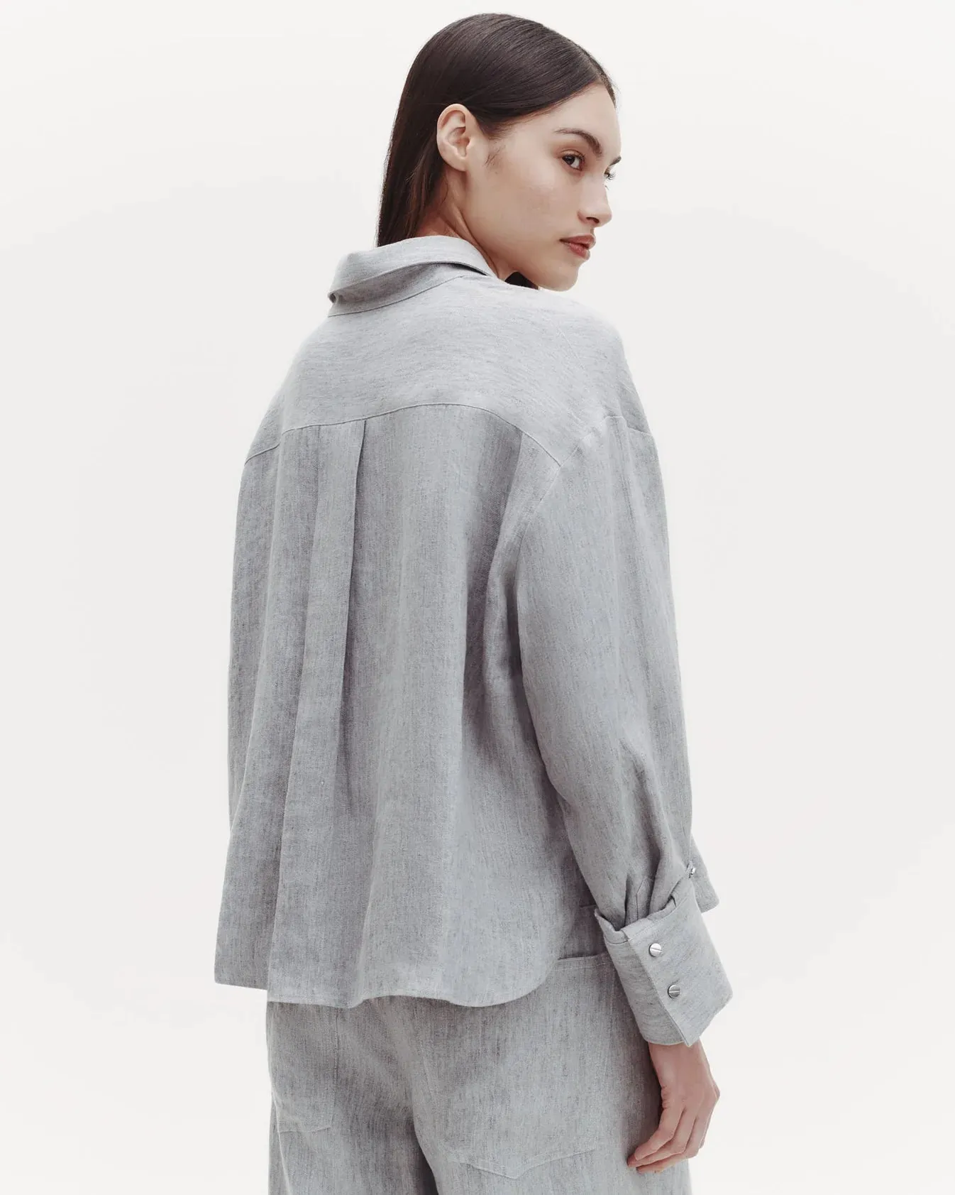 TWP - Light Heather Grey JD Shirt in Hemp Denim
