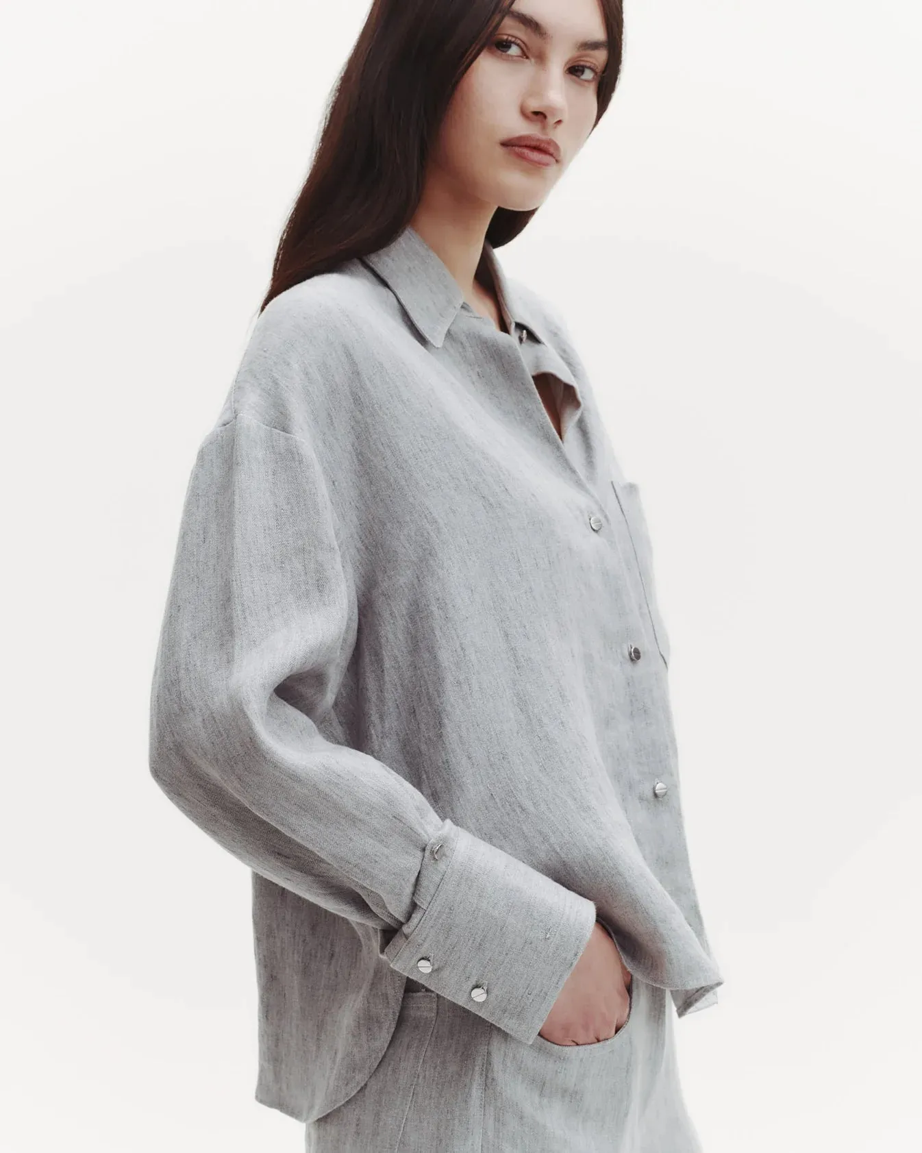 TWP - Light Heather Grey JD Shirt in Hemp Denim
