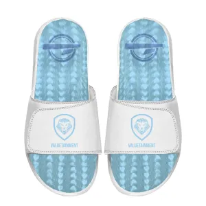 Valuetainment White & Sky Blue Gel Comfort Slides