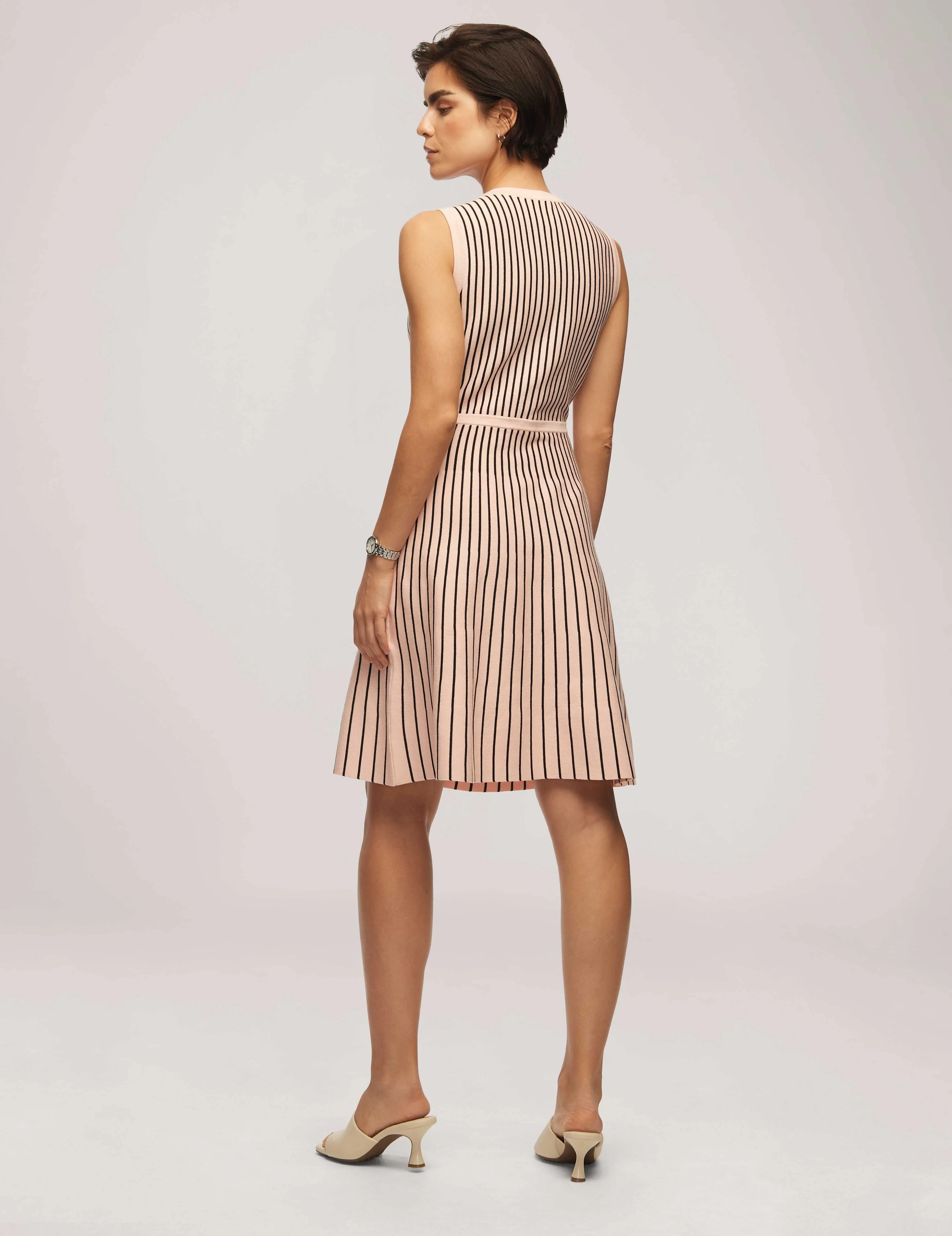 Vertical Stripe Fit And Flare Dress- Sale