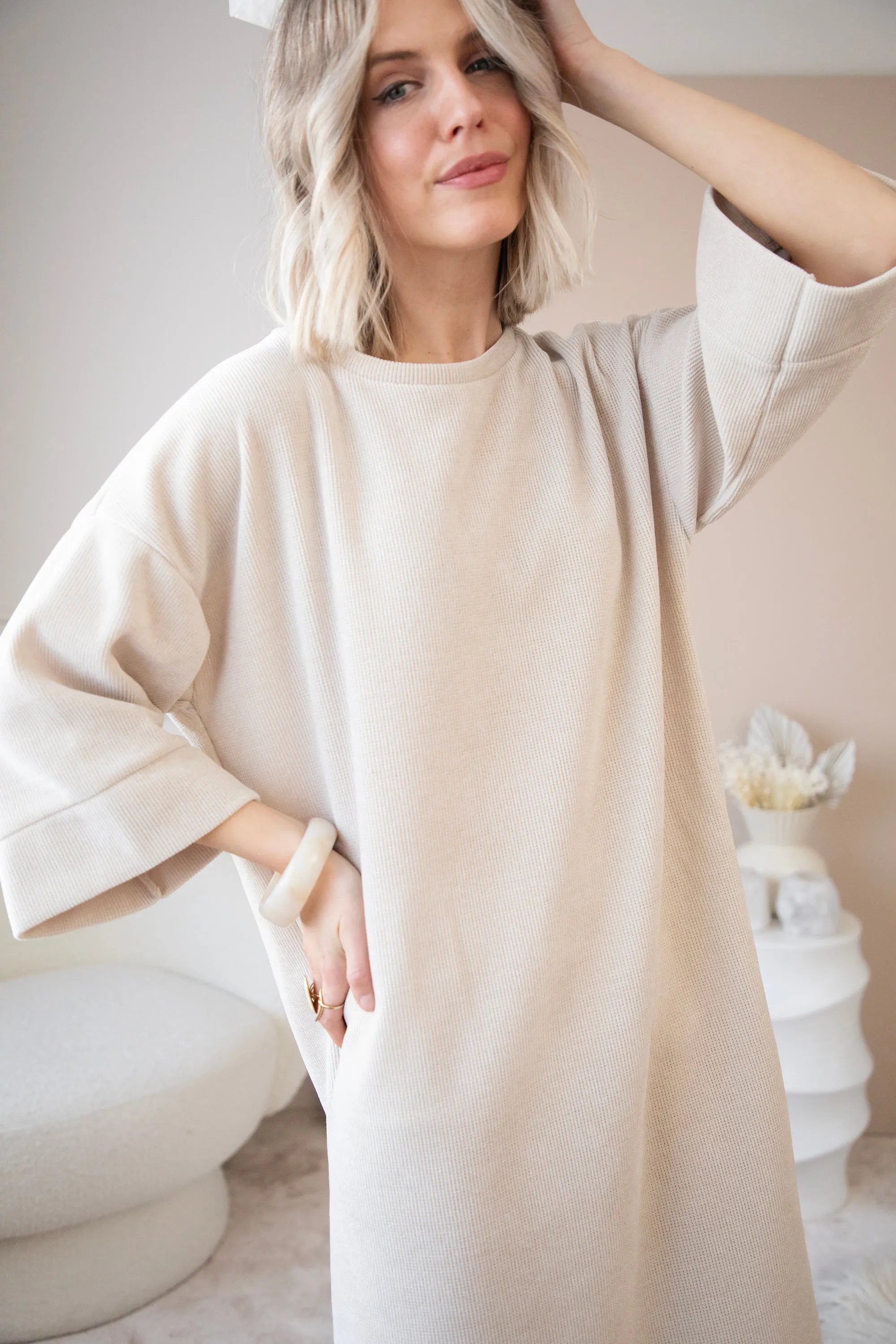 Viva Velvet Beige - Maxi Jurk
