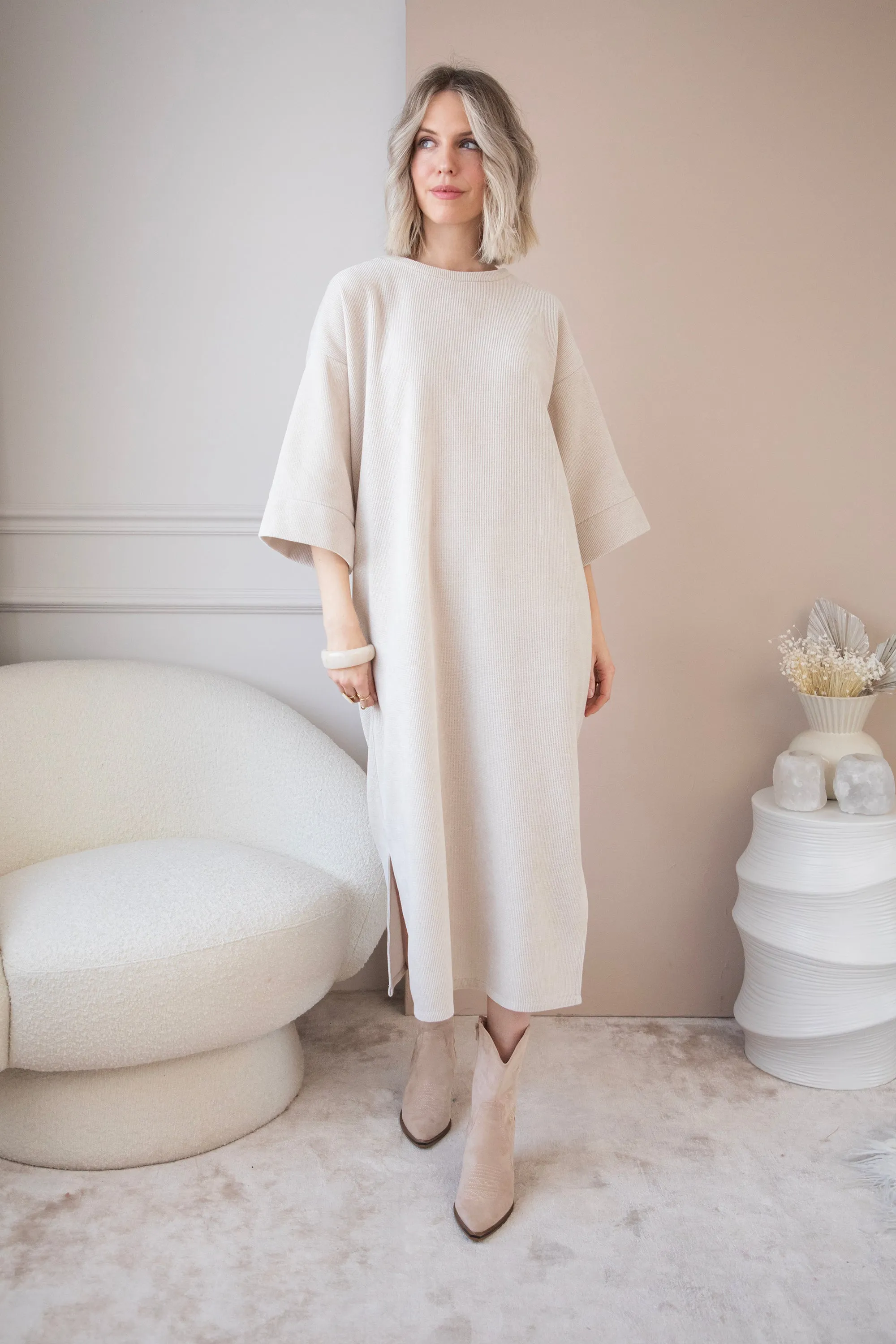 Viva Velvet Beige - Maxi Jurk