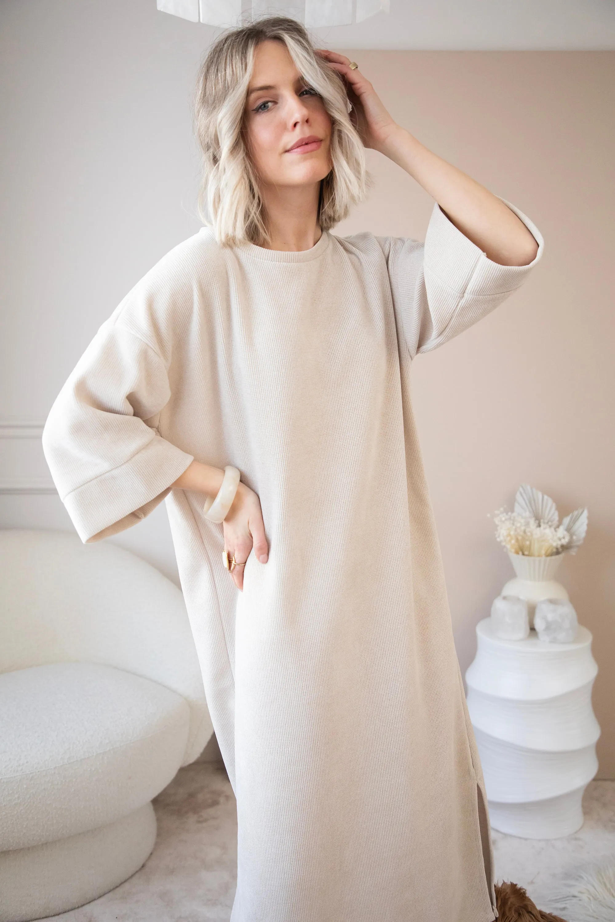 Viva Velvet Beige - Maxi Jurk