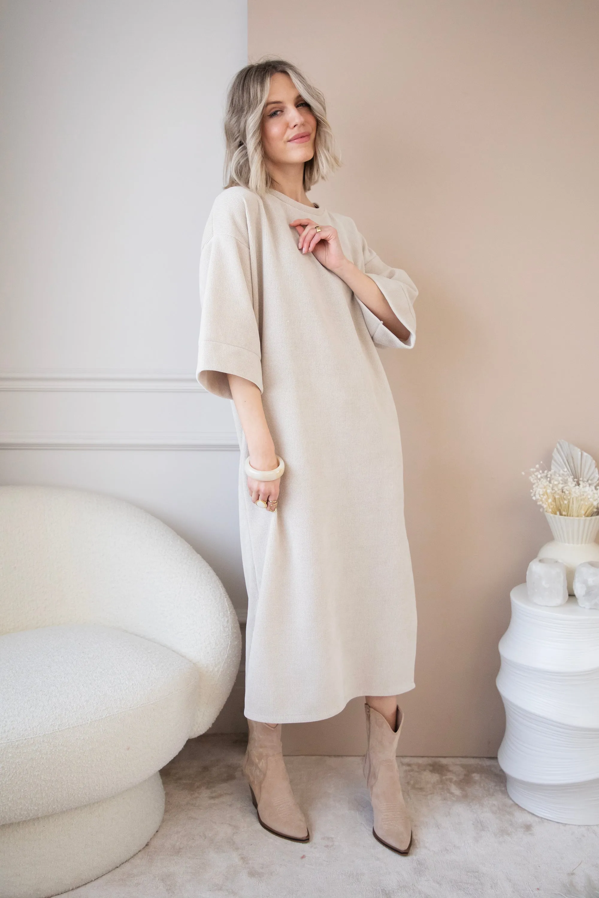 Viva Velvet Beige - Maxi Jurk