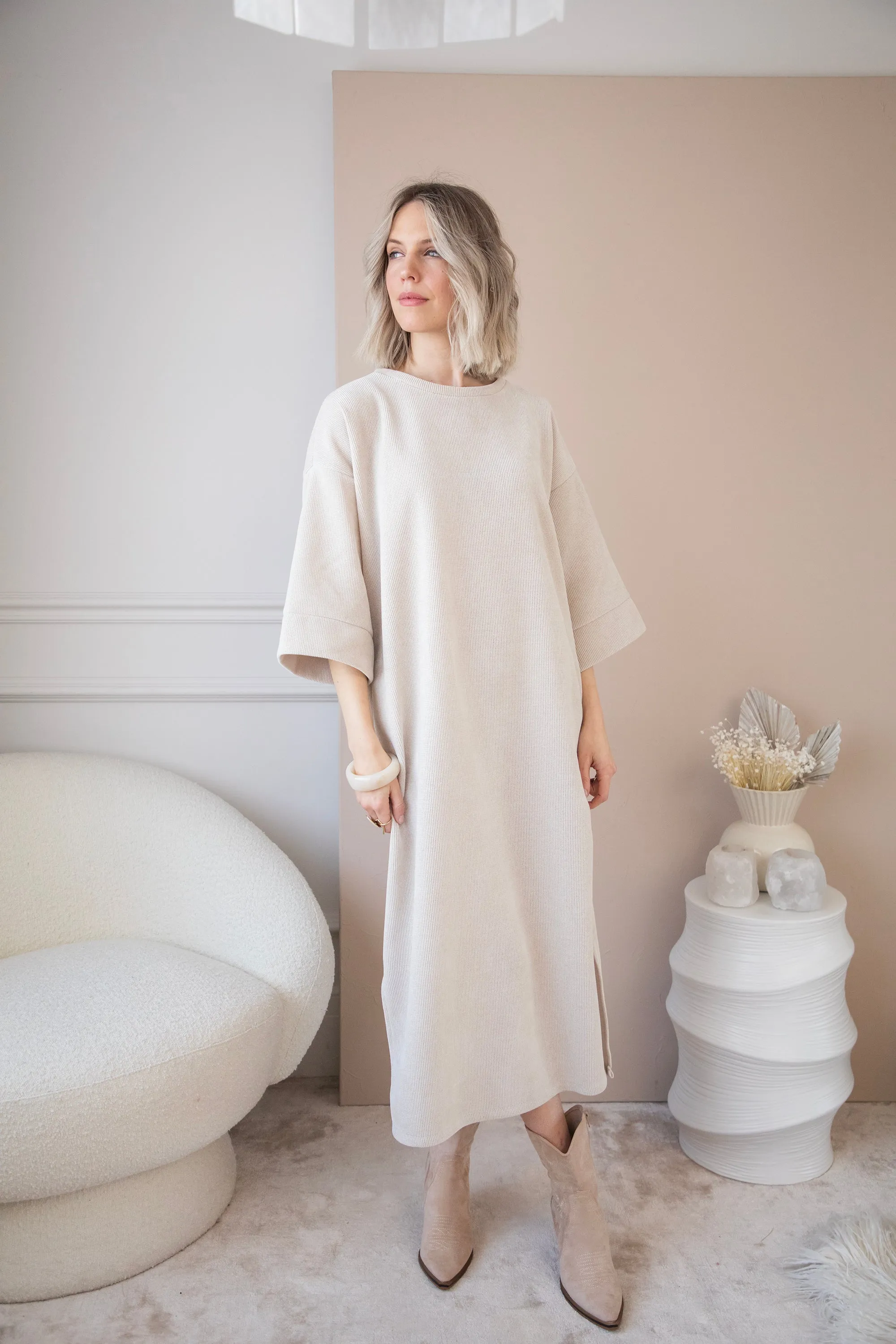 Viva Velvet Beige - Maxi Jurk