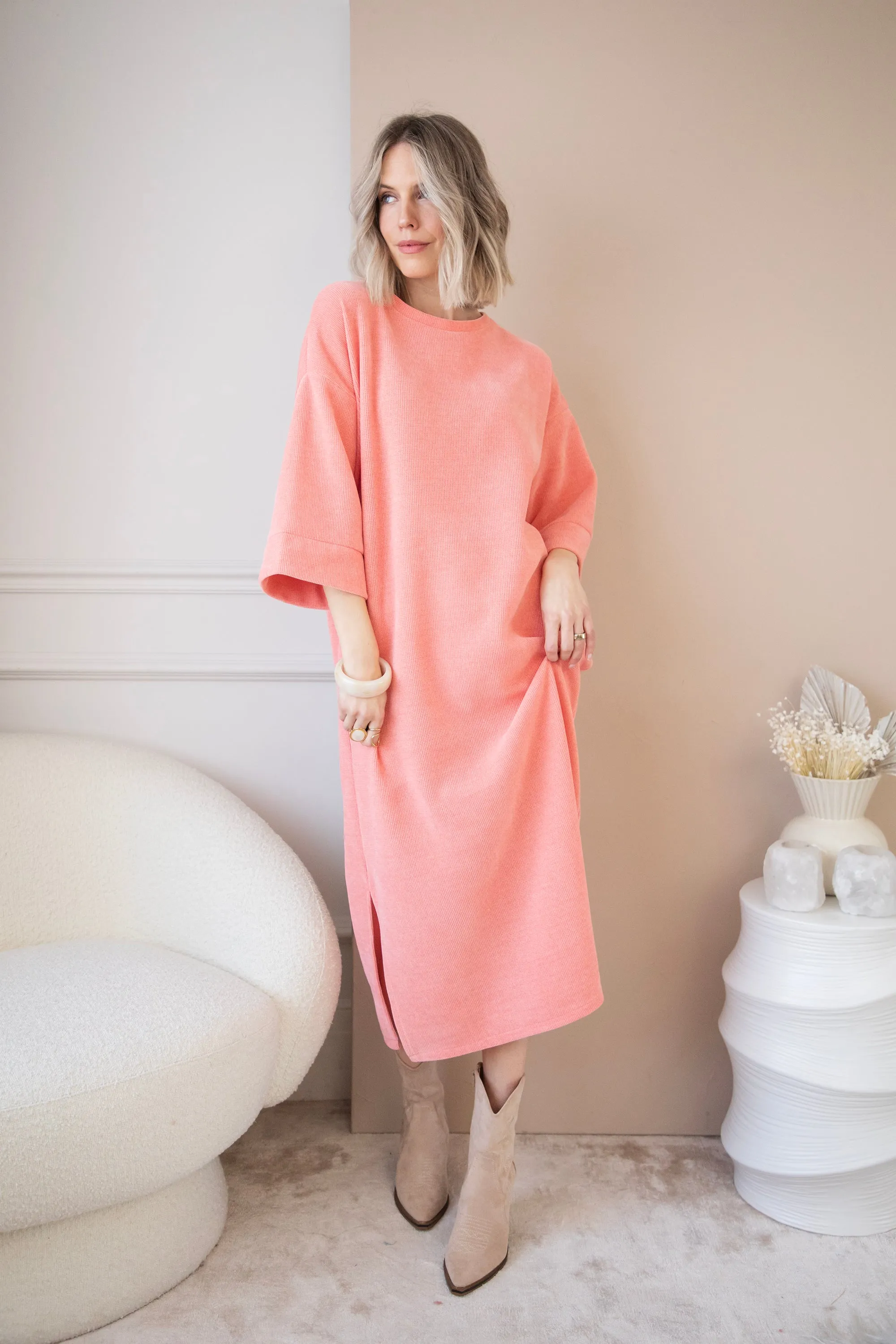 Viva Velvet Coral - Maxi Jurk