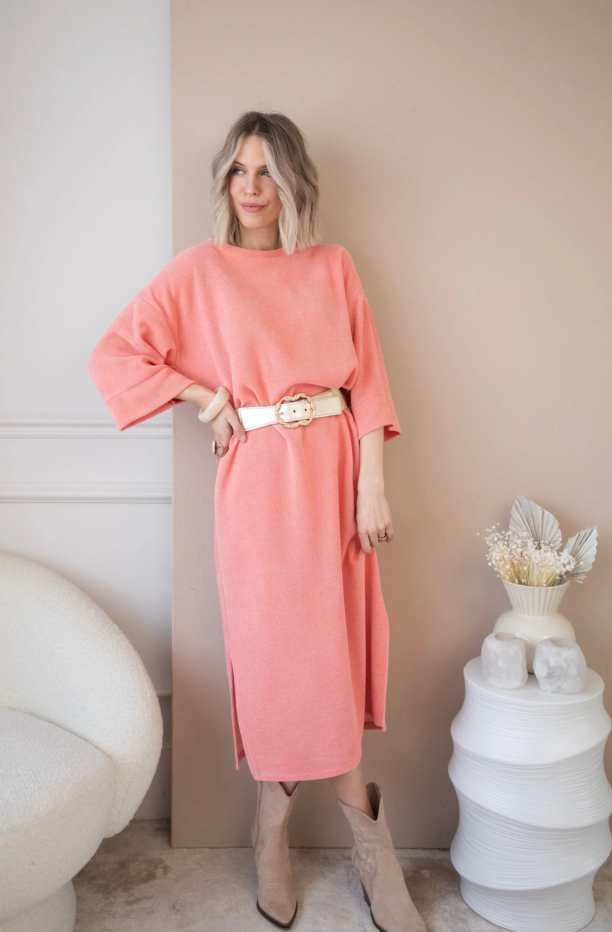 Viva Velvet Coral - Maxi Jurk