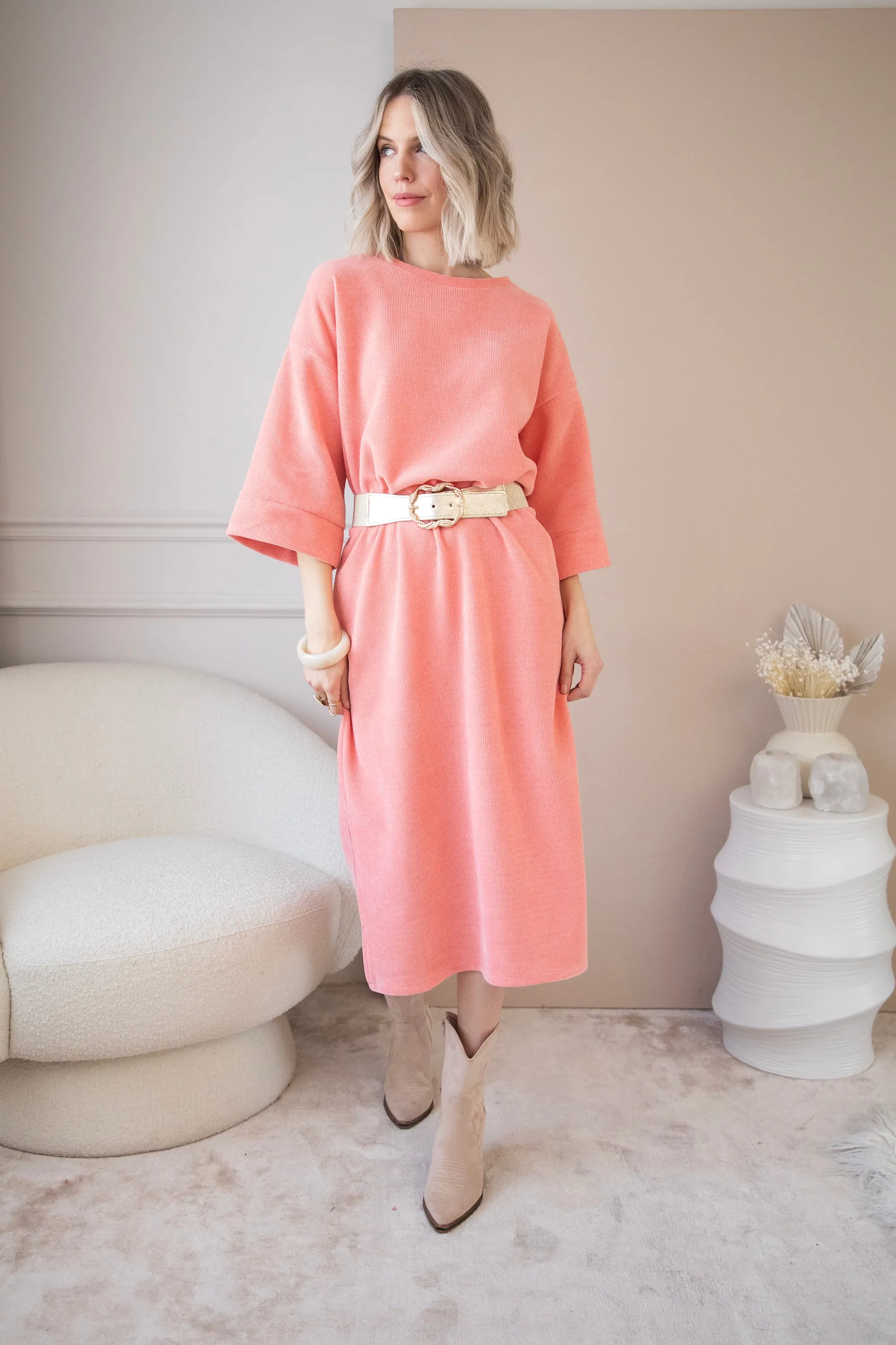 Viva Velvet Coral - Maxi Jurk