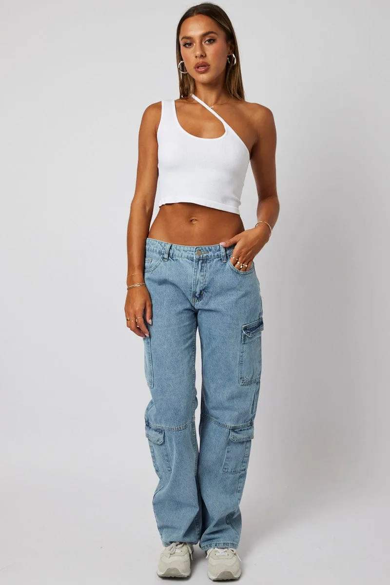 White Crop Top Singlet Seamless