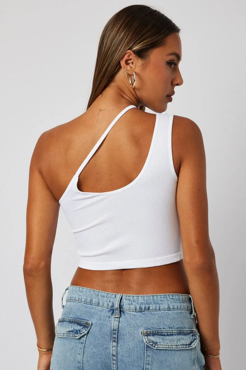 White Crop Top Singlet Seamless