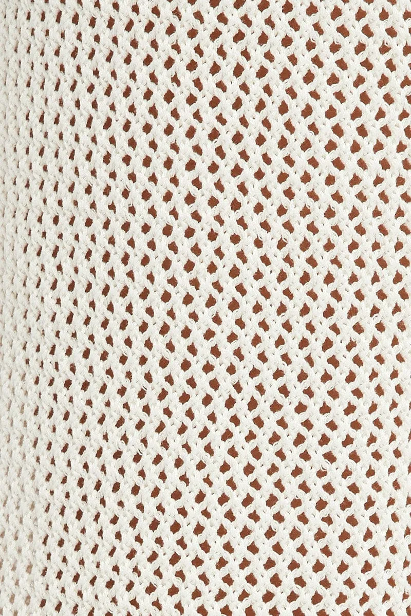 White Knit Pants Wide Leg Crochet