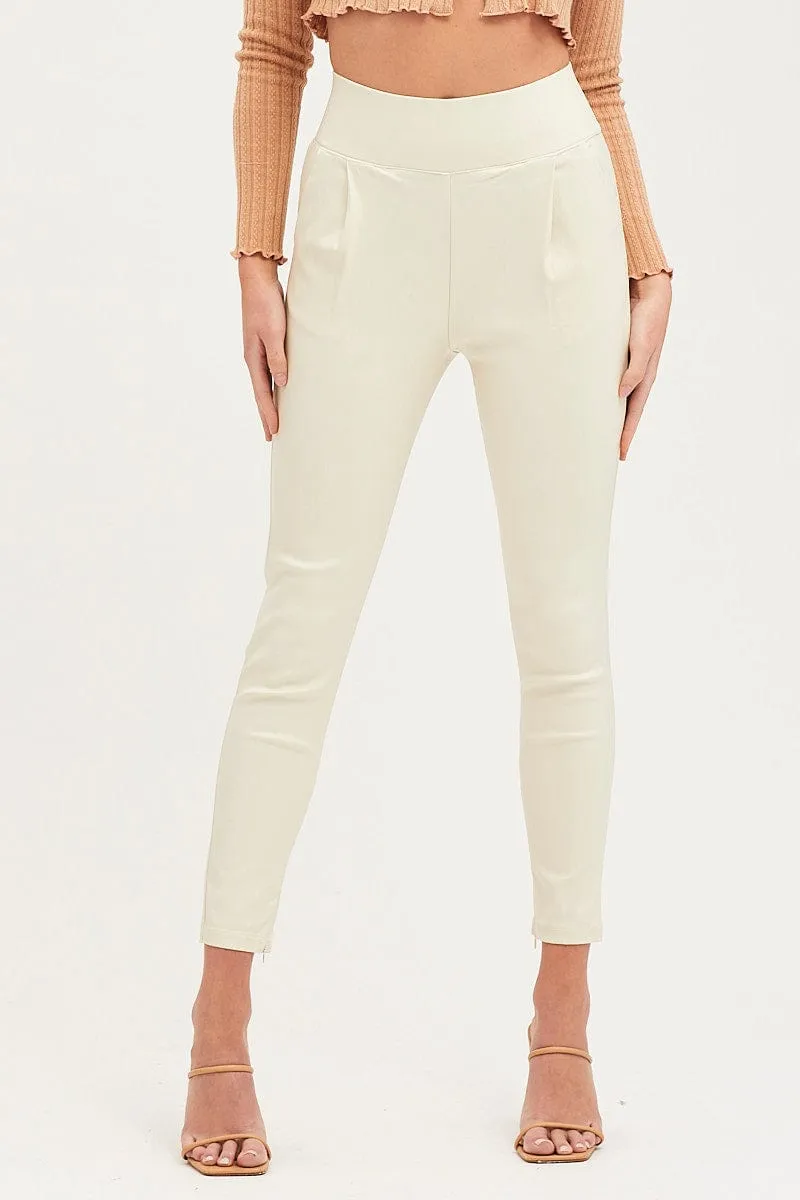 White Slim Pants High Rise