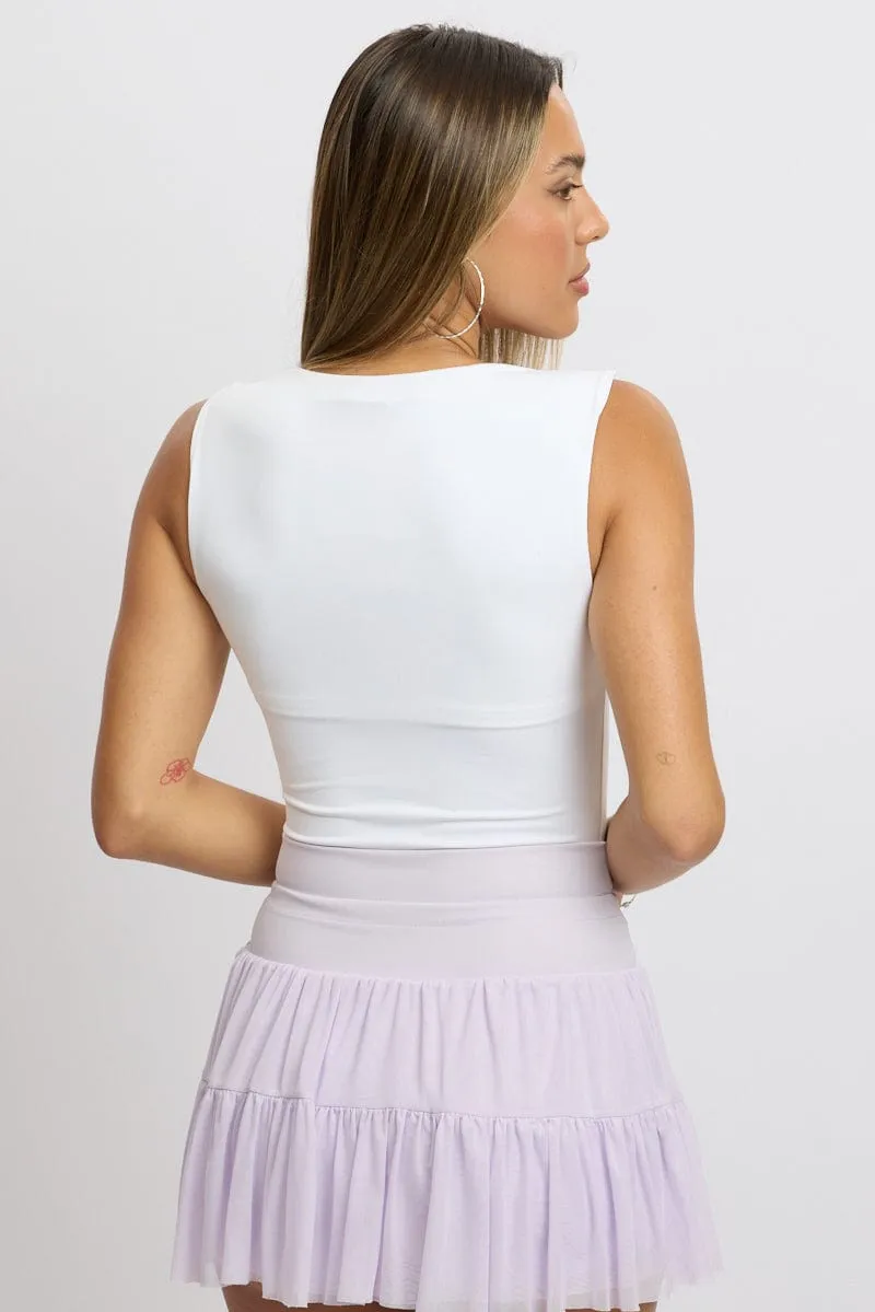 White Supersoft Bodysuit Scoop Neck