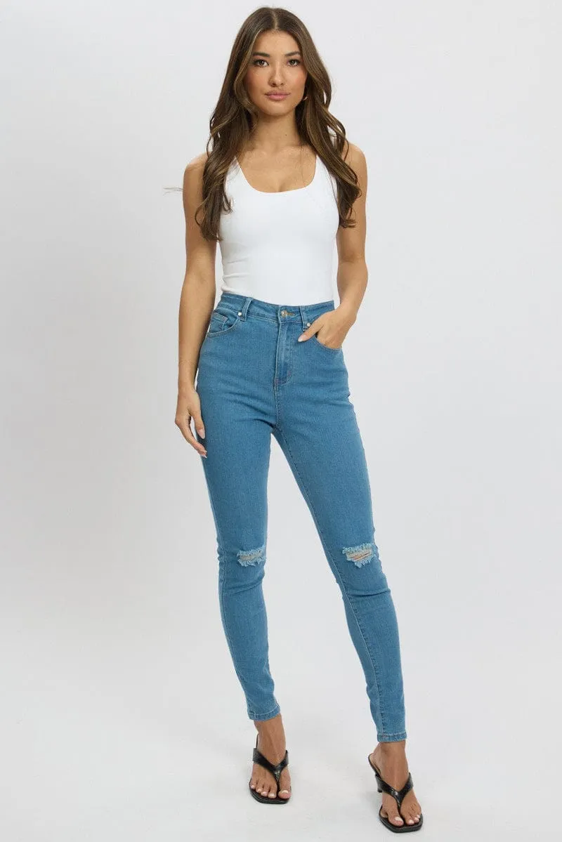 White Supersoft Top U Neck Sleeveless