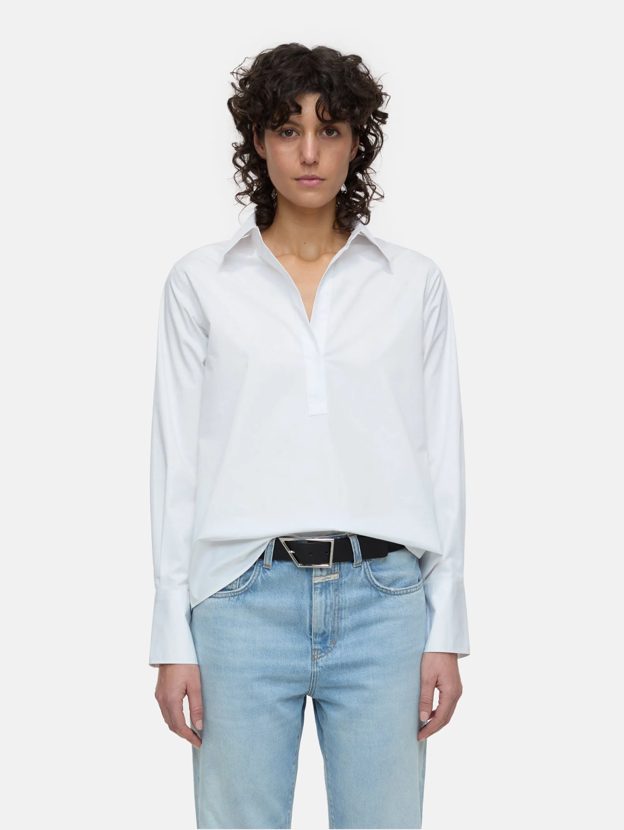 White Tunic Neck Blouse