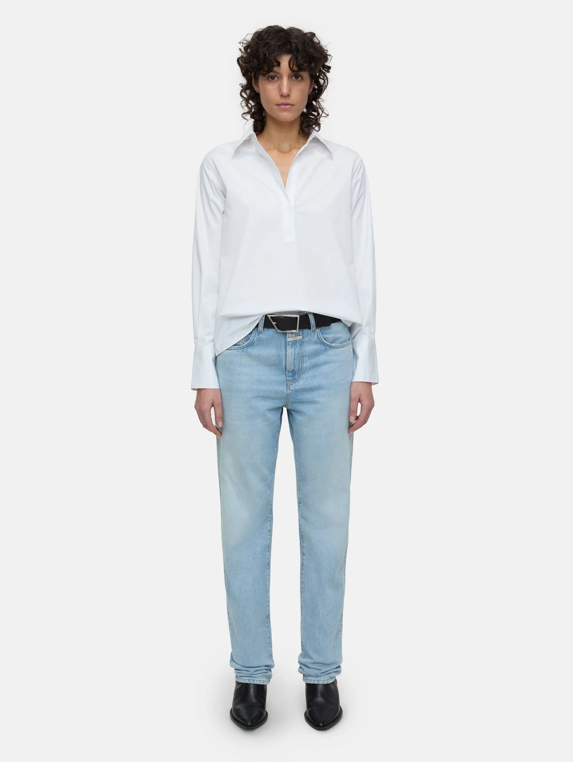 White Tunic Neck Blouse