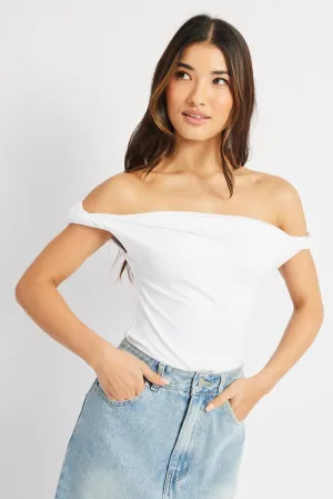White Twist Top Off Shoulder