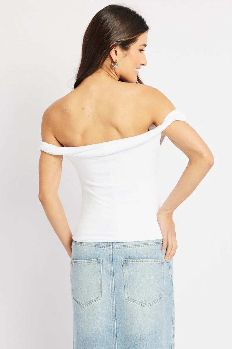 White Twist Top Off Shoulder