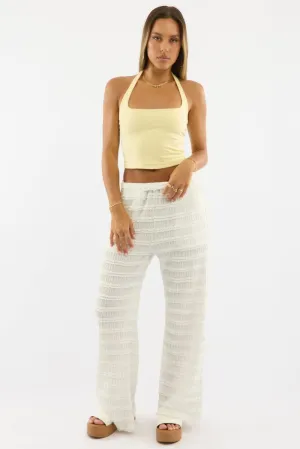 White Wide Leg Pant Lace