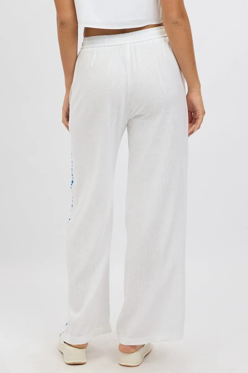 White Wide Leg Pants Elasticated Waist