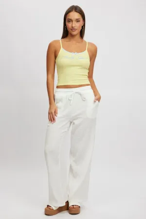 White Wide Leg Pants Elasticated Waist