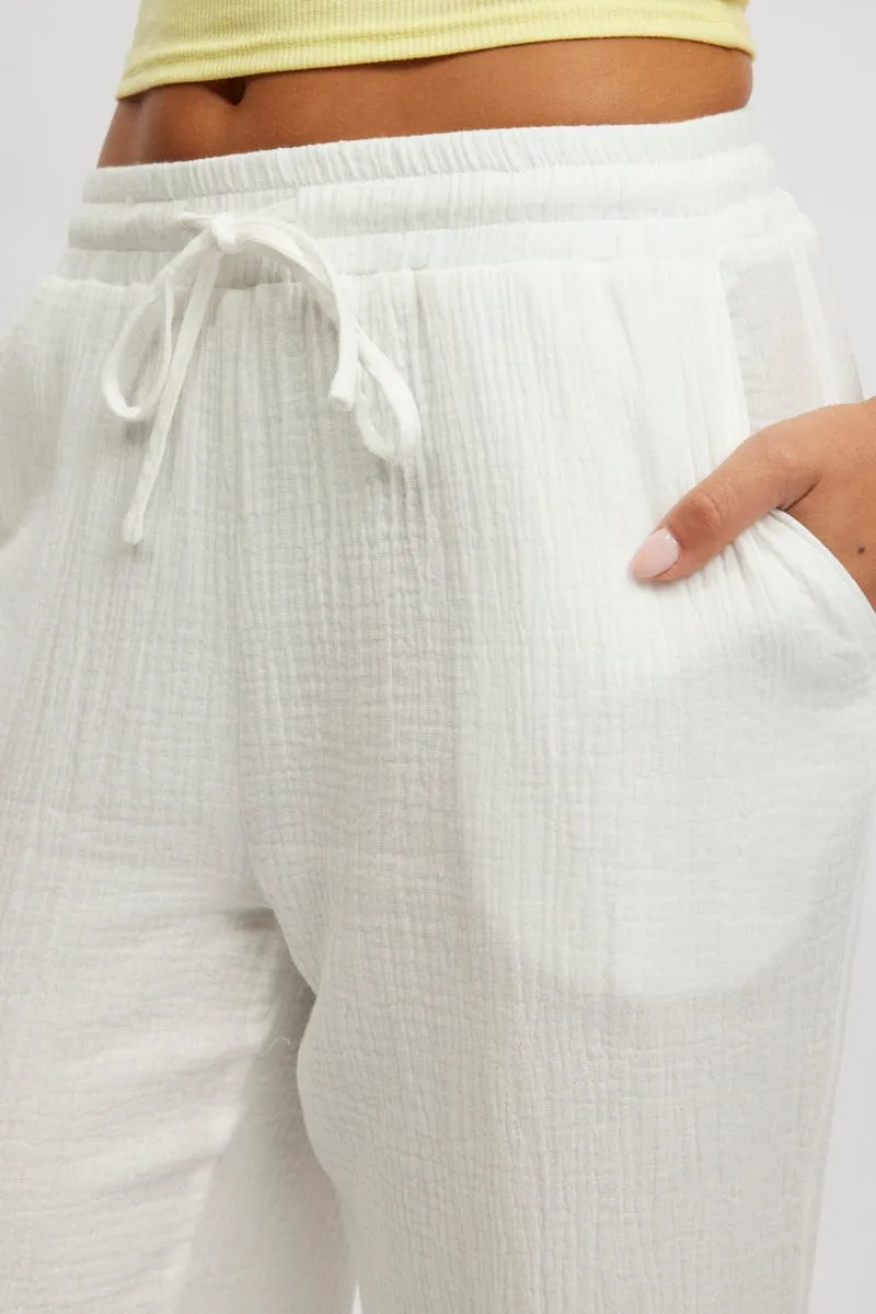 White Wide Leg Pants Elasticated Waist