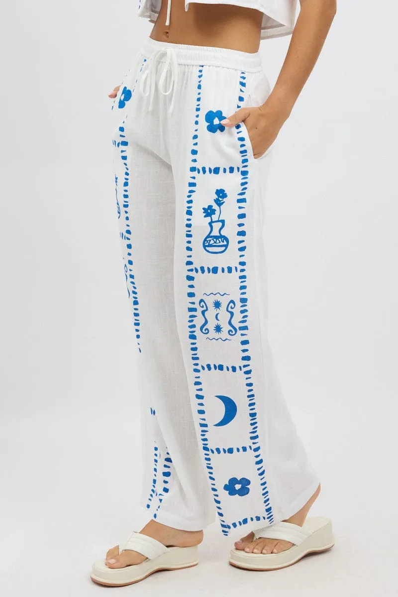White Wide Leg Pants Elasticated Waist